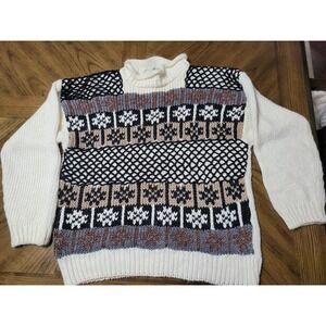 NO!JEANS Authentic Vintage Abstract Geometric Pattern Turtleneck Sweater Size M